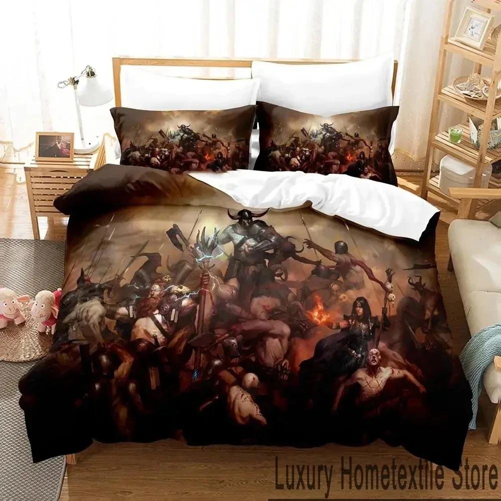 3D Print Diablo IV Game Bedding Set Duvet Cover Bed Set Quilt Cover Pillowcase Comforter King Queen Size Boys Adult Bedding