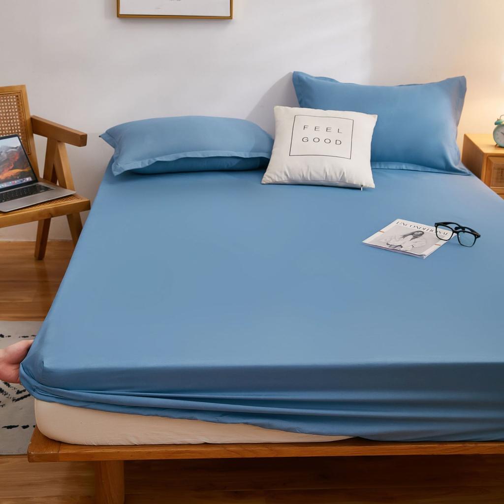 Fitted Sheet Single Piece Washed Cotton Non-Slip Brushed Mattress Cover Mattress Protector for Student Dormitory