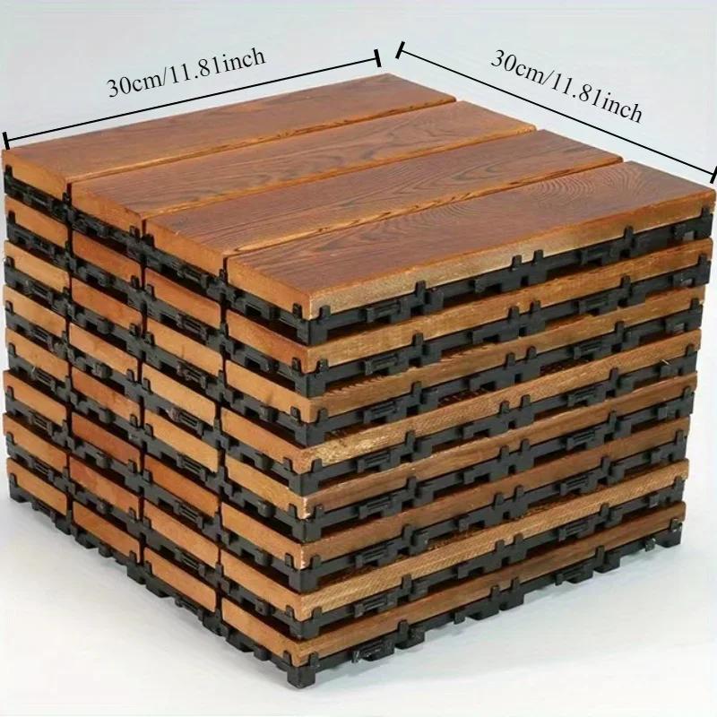 1pc Wooden floor tiles, outdoor terrace balcony DIY splicing installation, courtyard floor tiles