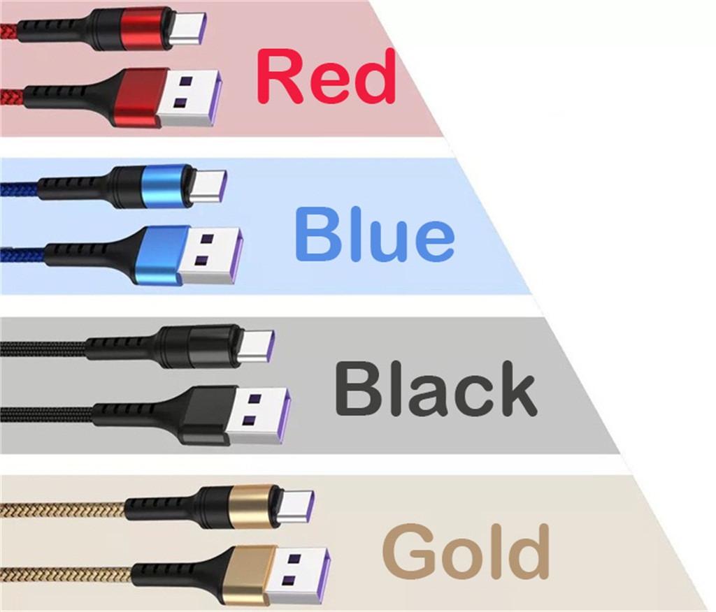 5A High Fast Charge USB 3.0  type C Charging Nylon Cable for  For 