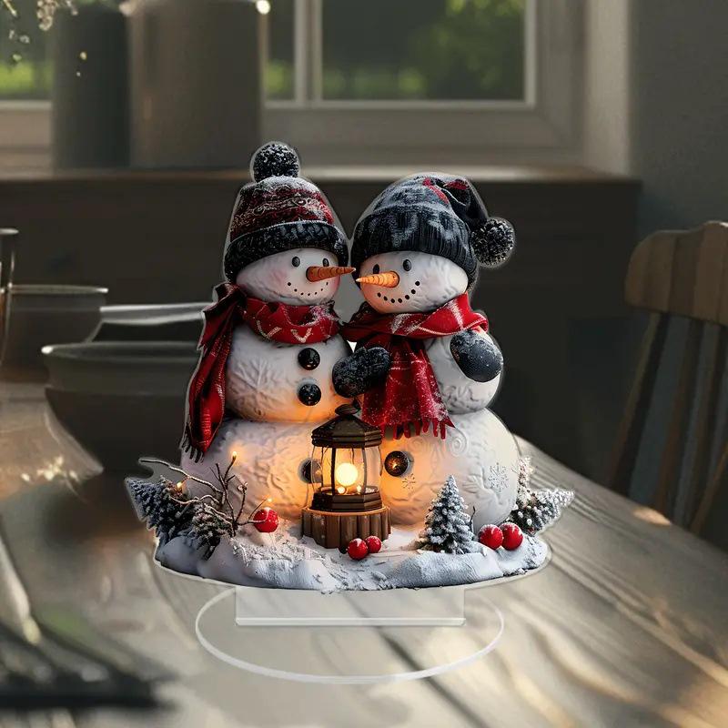 Snowman Desktop Ornament for Christmas Window Decoration and Festive Atmosphere