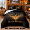 Bon Jovi Pattern Bedding 3Pcs Set Custom Name, Bed Sheet And Pillowcases For Home Bedroom