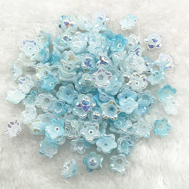 50pcs 7x13mm Gradual Change Acrylic Bellflower Beads Caps Jewelry Findings Charms Bracelets Spacer Beads for Jewelry Making