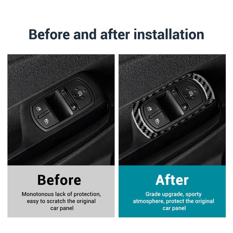 4PCS Carbon Fiber Window Lift Button Frame Sticker for Opel Corsa 2007 2008 2009 2010 2011 2012 2013 2014 LHD RHD.