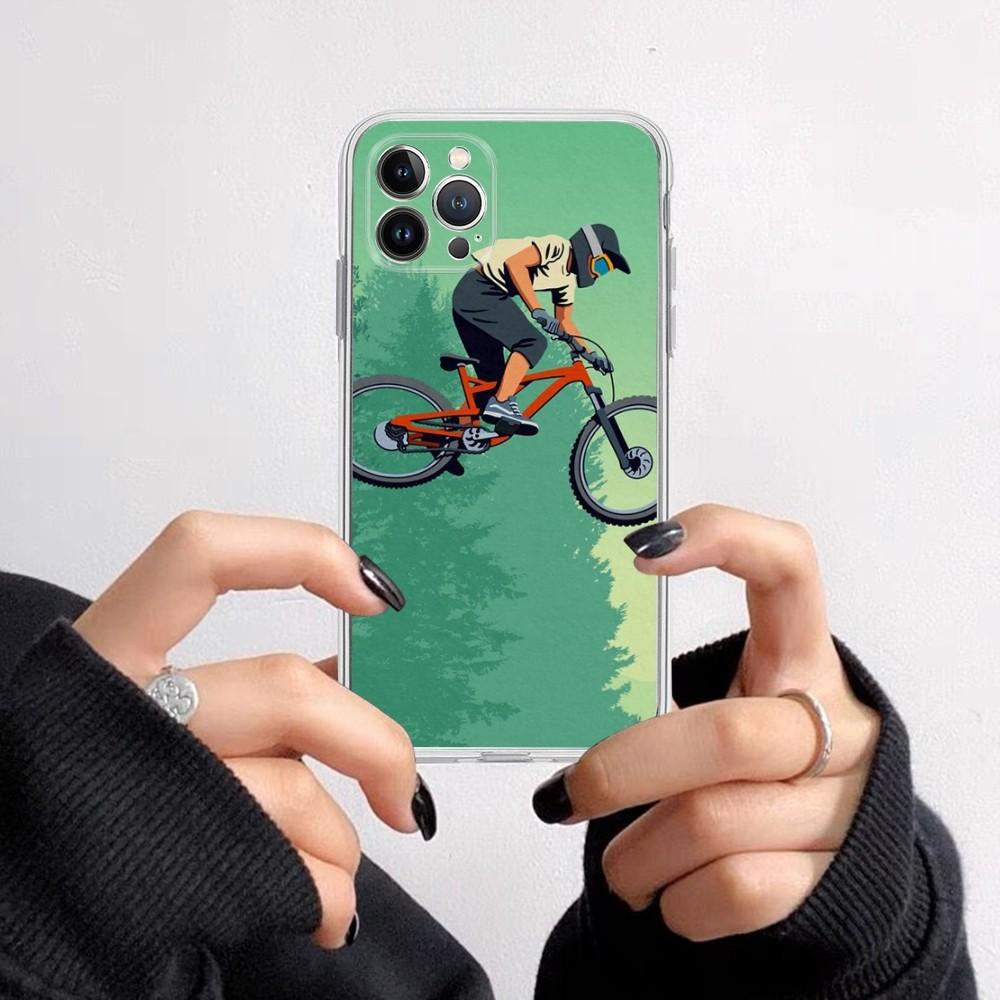 Bike Cycling art Phone Case For iPhone 11 12 13 14 Mini Pro Max XR X XS TPU Clear Case For 8 7 6 Plus SE 2020