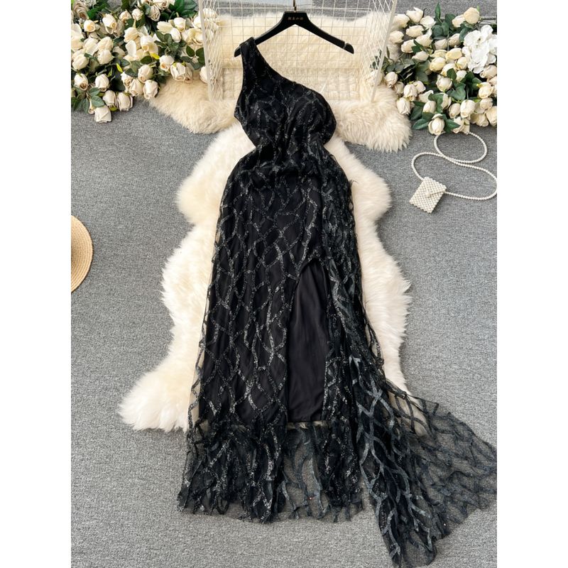Women's Clothing Dress Holiday Party Slim-Fit Sequined