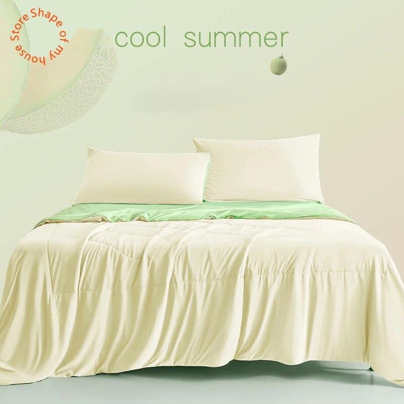 Cool Fabric Breathable Summer Queen Quilt Children Adult Ice Silk Quilt Cotton Quilt Core Fruit Color Blanket Comforter Colcha