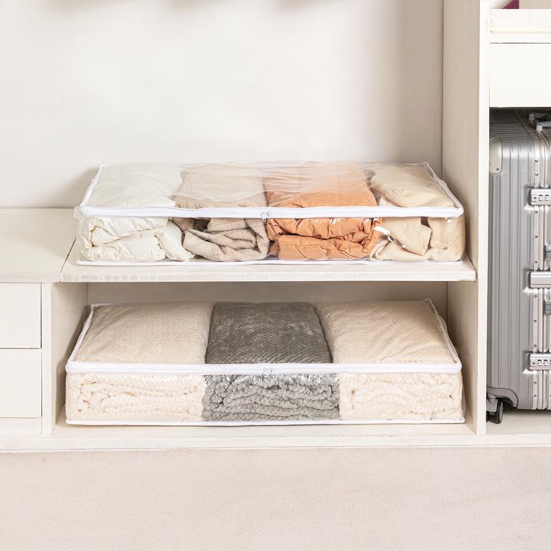 Boîte de rangement pour lit, tiroir plat transparent pour vêtements, finition de couette, boîte de rangement pliable, boîte de rangement sous le lit