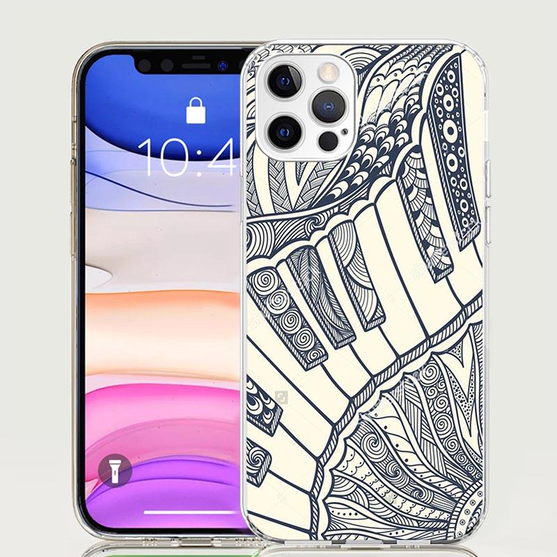 Music Piano Keyboard Phone Case for Apple iPhone 17 Air 16 15 Plus 14 + 13 Mini 12 11 Pro Max 7 8 SE 16Max Soft Shell Cover Coqu