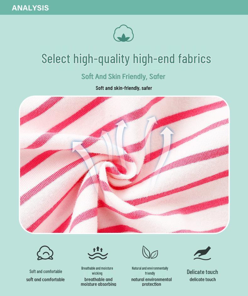 Girls' Cartoon Elephant Embroidered Striped Mesh Dress - Spring/Summer Short Sleeve