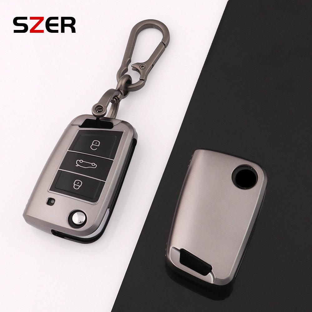 Gun Grey Tpu Car Key Case Cover Shell For Vw Volkswagen Golf 7 Mk7 Tiguan Mk2 For Seat Ateca Leon Fr 2 Ibiza Skoda Octavia A7