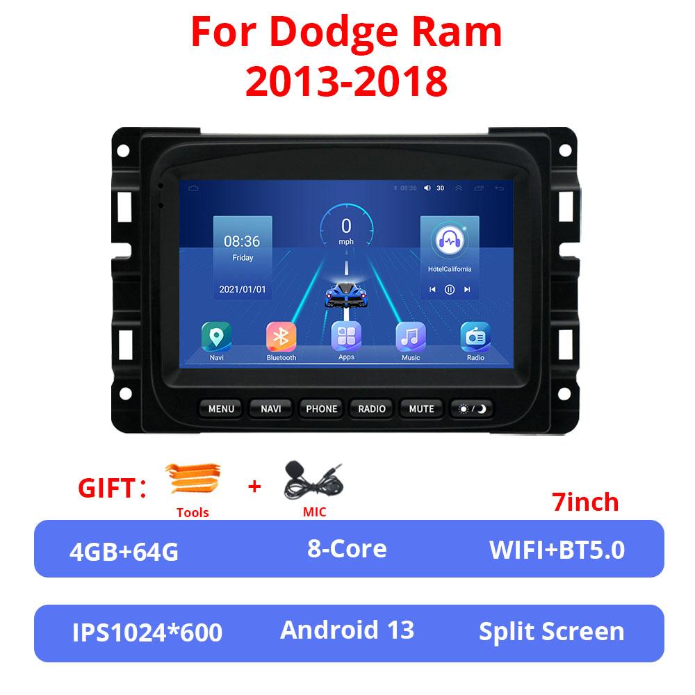 7 Inch Android 13 For Dodge Ram 2013-2018 No DVD Car Wireless Carplay & Android Auto With IPS Touch Screen 4G WIFI BT 5.0