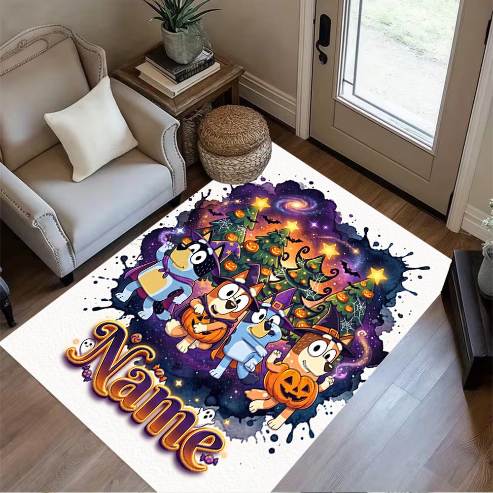 Halloween Pumpkin Adventure Customize Your Name Floor Rug Office Rug Suitable for Study Room Dining Room Outdoor Foyer Antislip Carpet