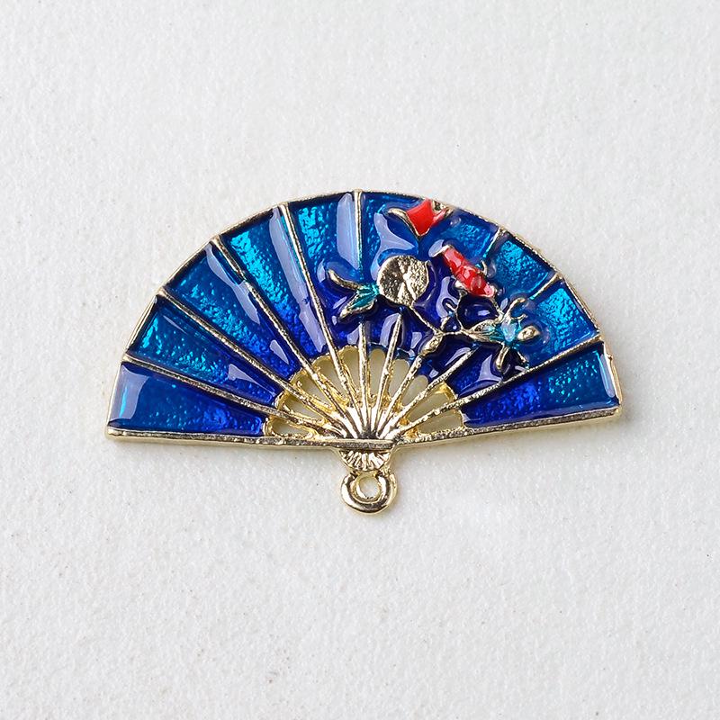 

Antique Style Alloy Enamel Fan Pendant for DIY Jewelry