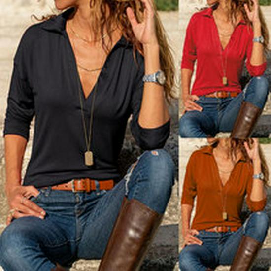 2026 Spring/Summer Casual Brushed Ribbed V-Neck Batwing Short-Sleeved Women's Top