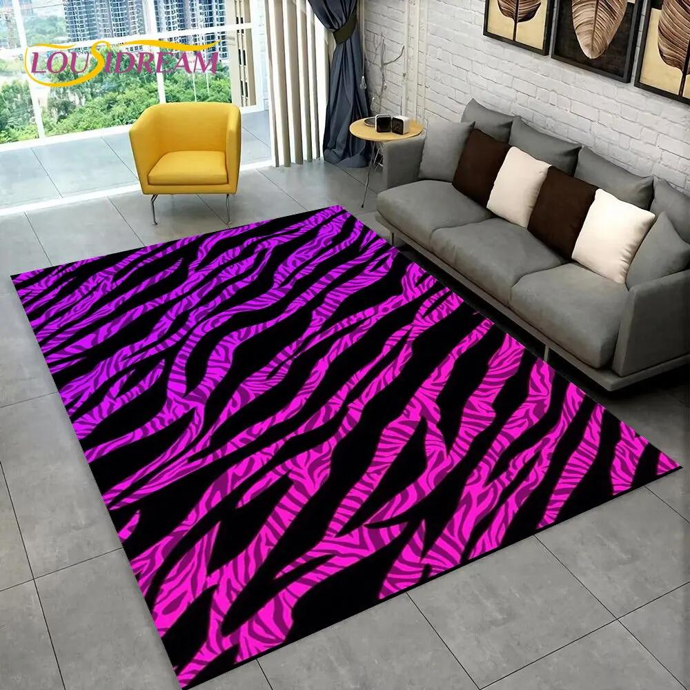 3D Colorful Zebra Pattern Area Rug,Carpet Rug for Living Room Bedroom Sofa Office Doormat Decoration, Kids Non-slip Floor Mat