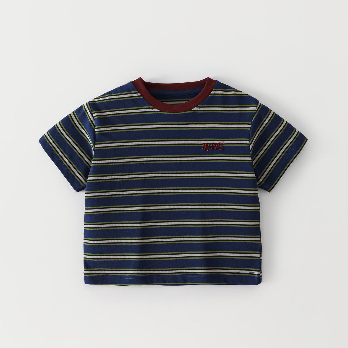 Beiteng Summer Boys  Striped Casual Short Sleeve T-shirt 110 cm темно-синий