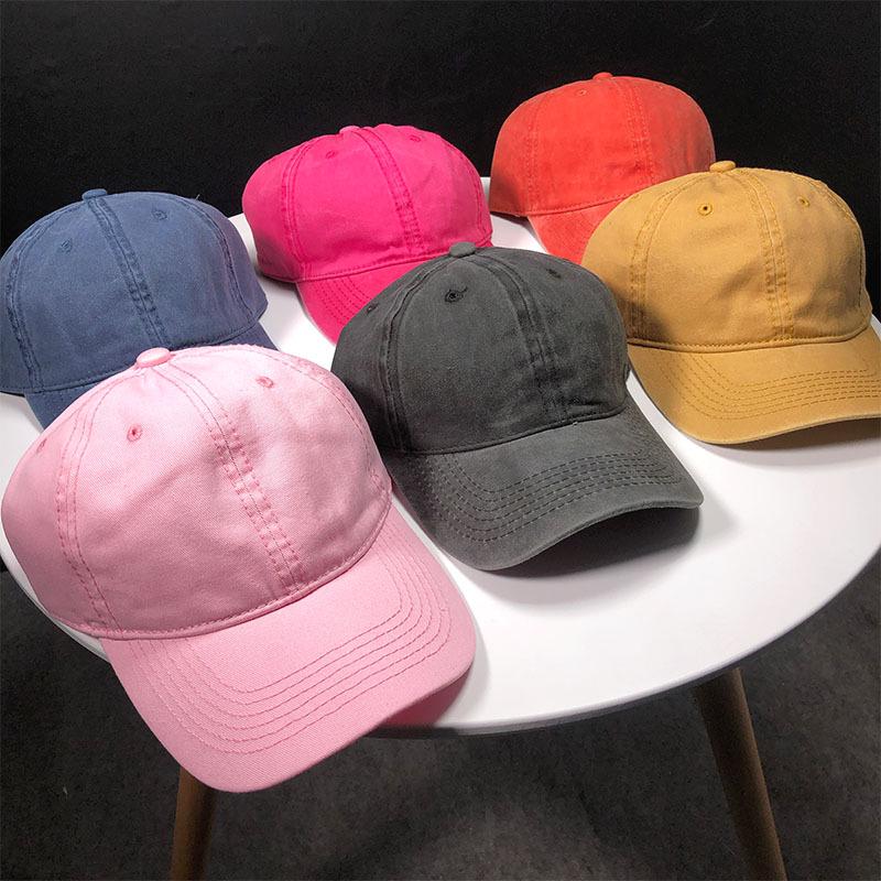 Retro washed cotton solid color baseball cap Korean version hipster street outdoor soft top cap