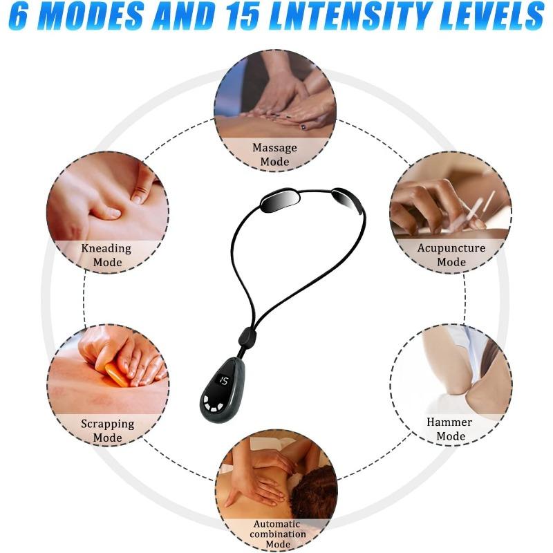 Neck Massager, Lymphatic Drainage Neck Massage with 3 Heat Therapy, 6 Modes, 15 Intensity Levels, Portable Electric Massager for Home, Office, Travel
