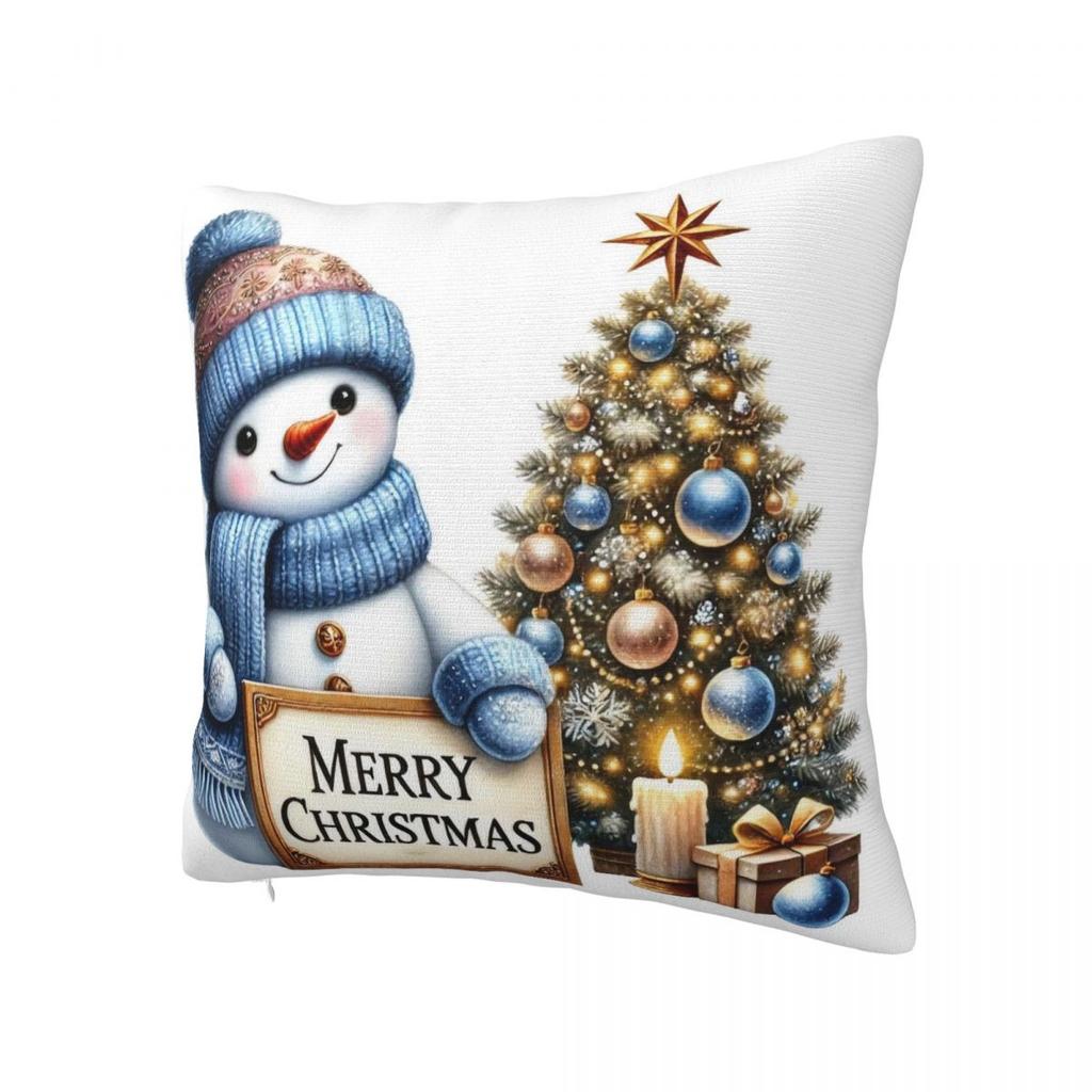 Christmas Snowman Pillow Case Cushion Cover Square Graphic Pillow Cover Kawaii Pillowcases For Sofa Home Decorative