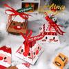 50pcs Christmas Candy Gift Box with Tag Ribbons Cookie Snack Chocolate Packaging Box Bags 2024 Xmas New Year Party Navidad Noel