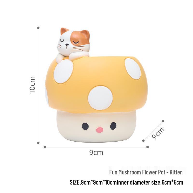 Creative Cartoon Mushroom Resin Flower Pot - Fun Desktop Garden Planter