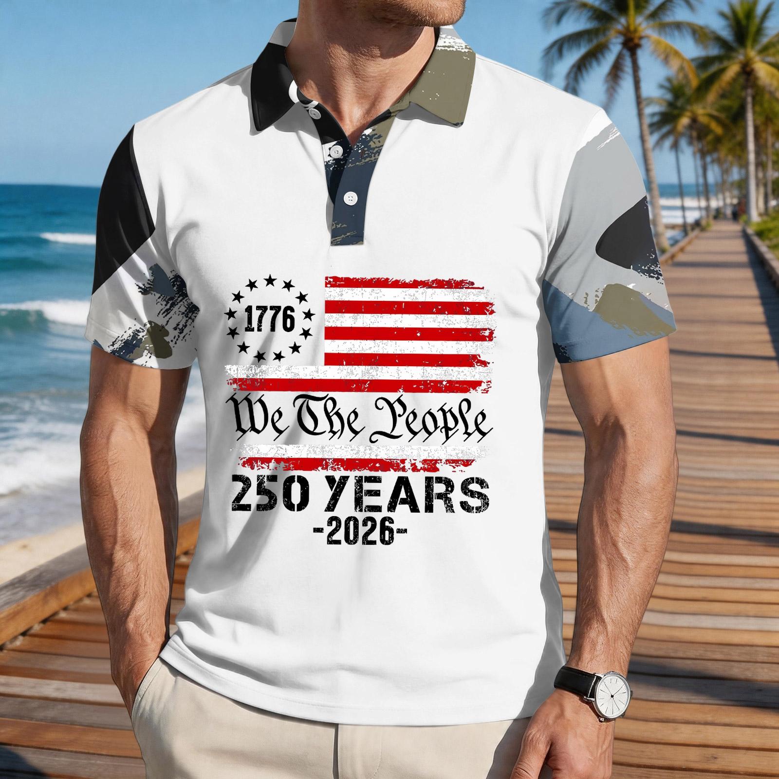 

Men s Loose Fit Casual Short Sleeve Polo Shirt with National Flag Print Comfortable Lightweight Summer Top XXXXL