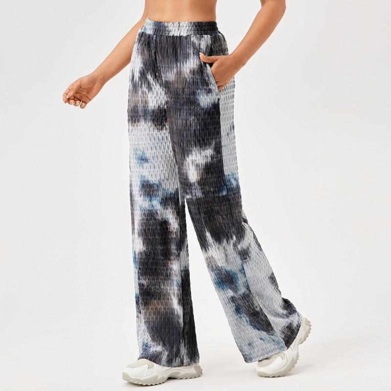 Womens Loose Straight Leg Athletic Pants Printed Stretch Running Fitness Casual