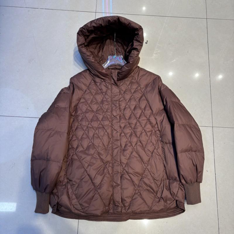 Dámský Oversized Zimní Kabát s Kapucí a Kachním Peřím Středně Silný Teplá Zimní Bunda Volný Střih Ležérní Chic Styl