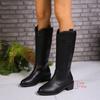 Retro simple boots autumn new style small square head thick heel medium heel boots children