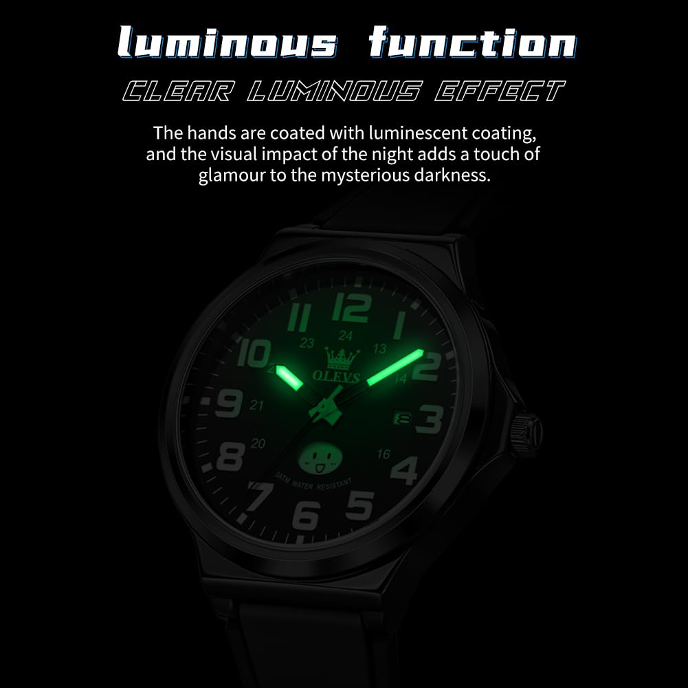 OLEVS Stylish Silicone Quartz Date for Men Men's Watch, Ultra-Thin Strap, Movement, Analog, Display,