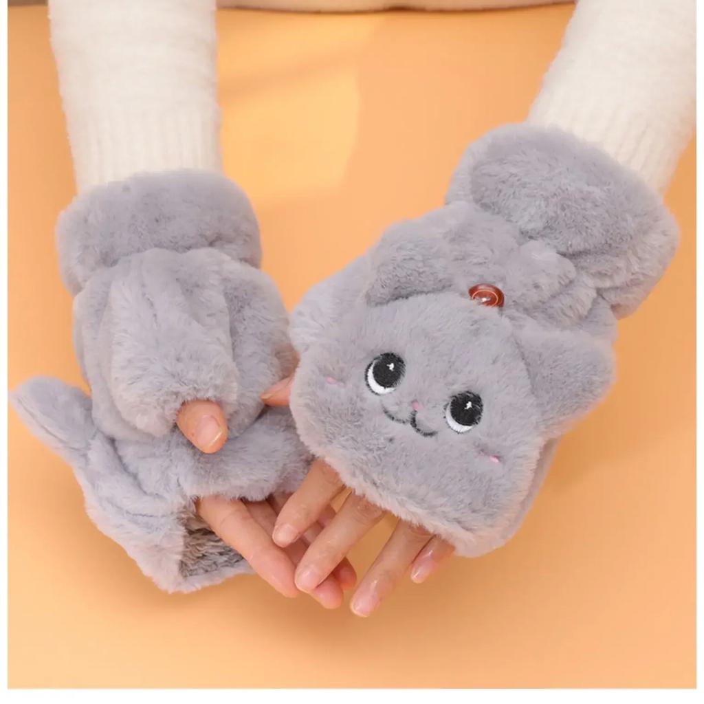 Γυναικεία χειμωνιάτικα βελούδινα γάντια χωρίς δάχτυλα βελούδινα ζεστά γάντια χειμερινά μαλακά χοντρά γάντια για γυναίκες κορίτσι εύκαμπτα μισό δάχτυλο