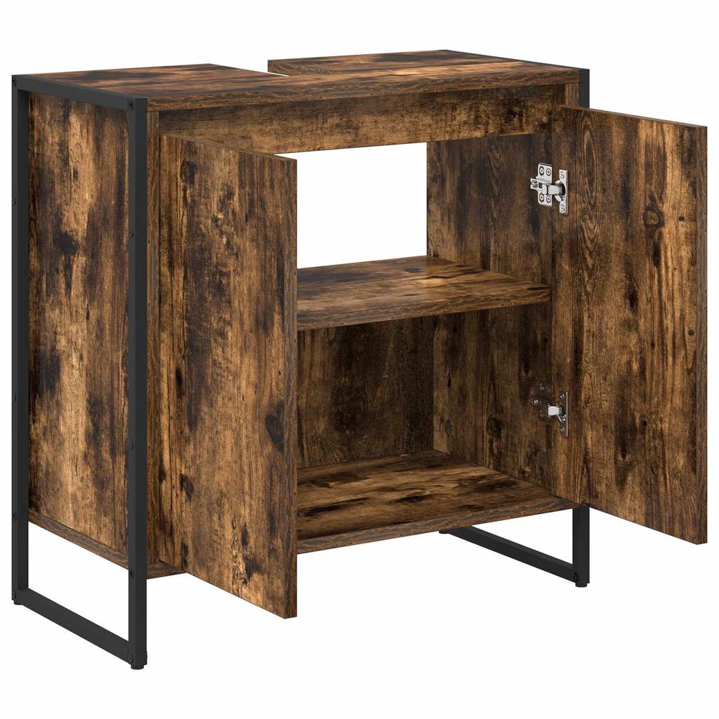 Bathroom Cabinet Smoked Oak 60 X 30 X 60 Cm Particleboard