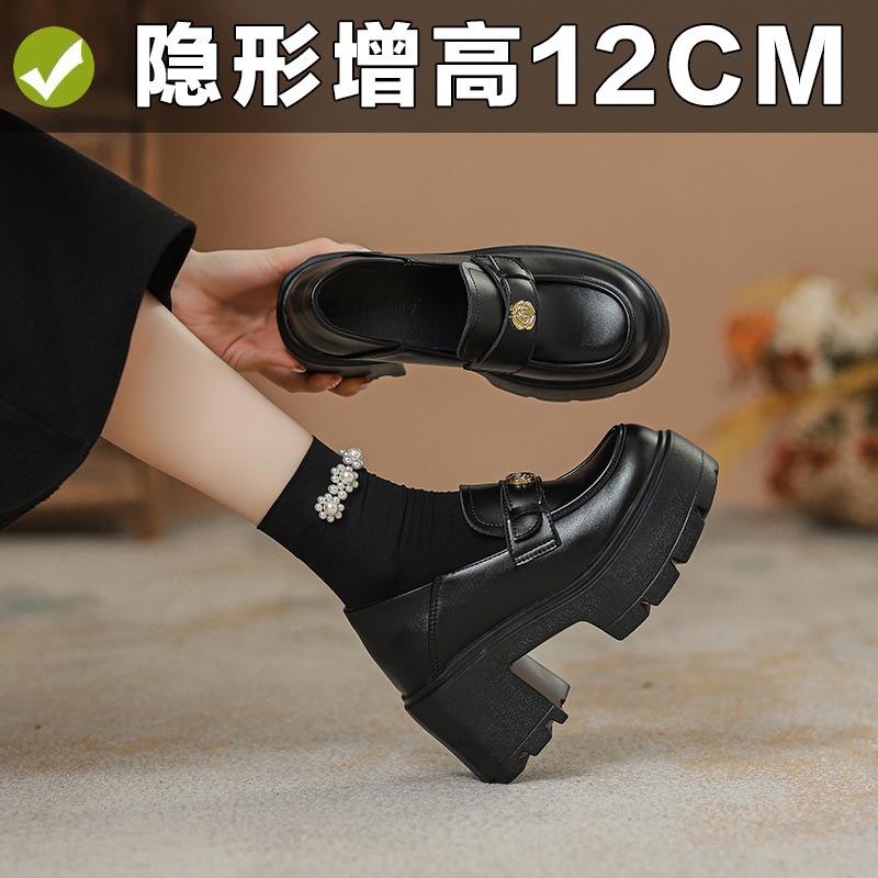 Inner height increase 12cm white women's small thick-bottomed camellia small size 32 British super high heel