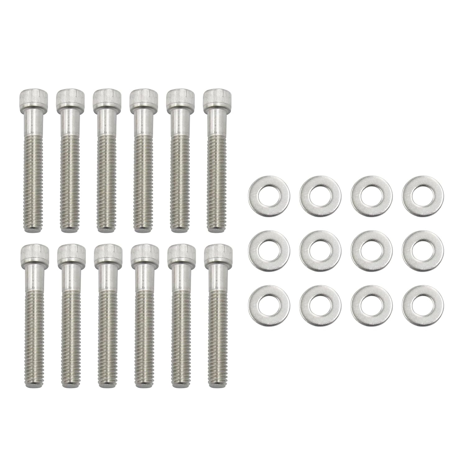 SBF Intake Manifold Bolts SBF Intake Manifold Bolts Stainless Steel KIT Replacement for289 302 5.0L 351W Small Block, Silver