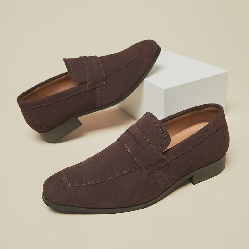 Men's Japanese-Style Suede Loafers: Summer Slip-On, Business Formal, Frosted Leather