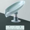 2pcs Hollow Soap Holder With Suction Cup Sponge Soap Dish With-Drain Leaf-Shaped Soap Box Soap Tray Solid Color Soap Box