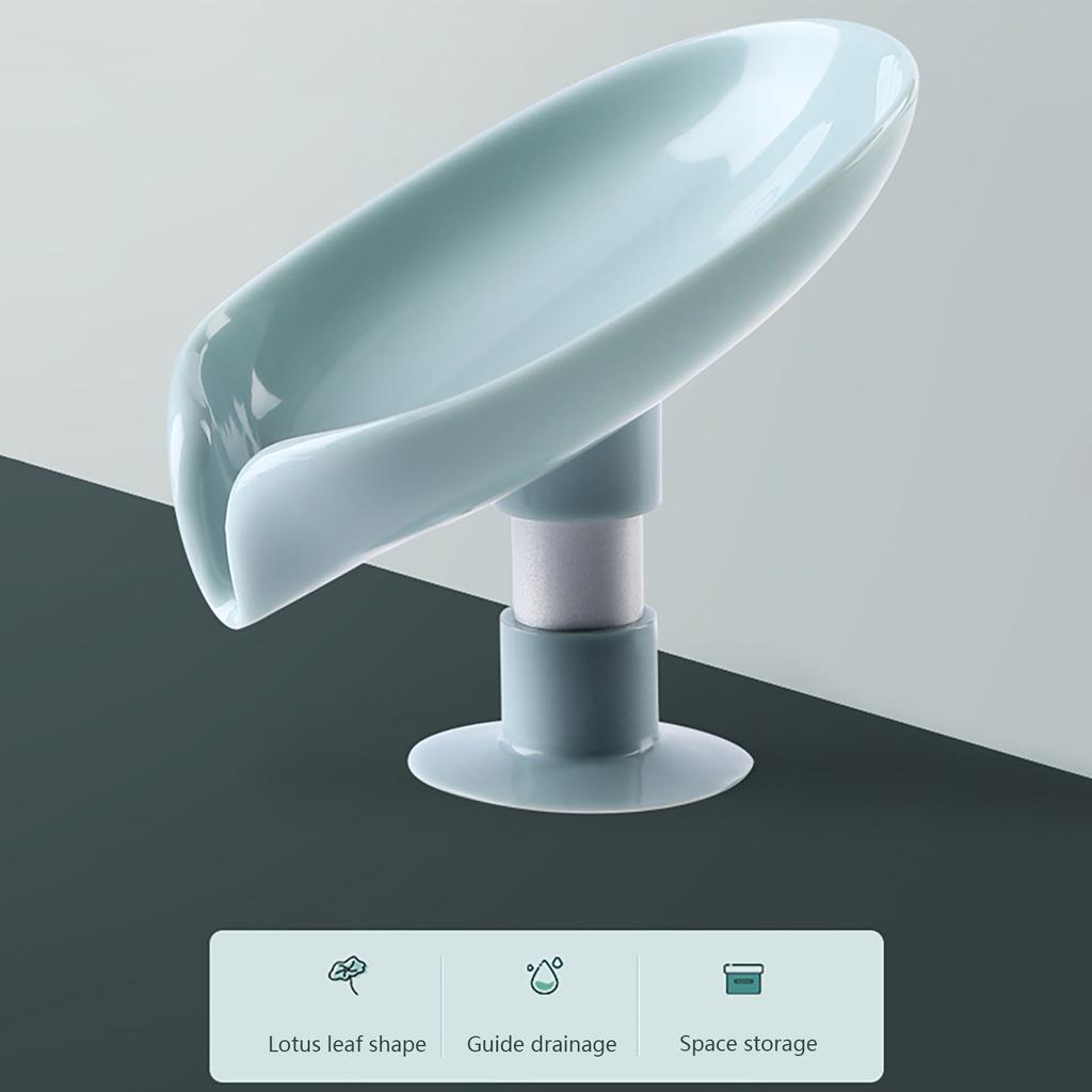 2pcs Hollow Soap Holder With Suction Cup Sponge Soap Dish With-Drain Leaf-Shaped Soap Box Soap Tray Solid Color Soap Box