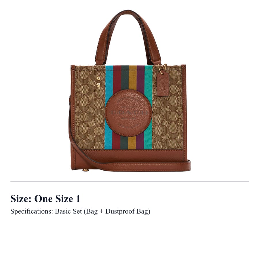 COACH Dempsey Fabric With Cow Leather Tote Bag, Shopping Bag, Shoulder Bag, Crossbody Bag, Handbag Small Women's Brown C5637-IMT1O