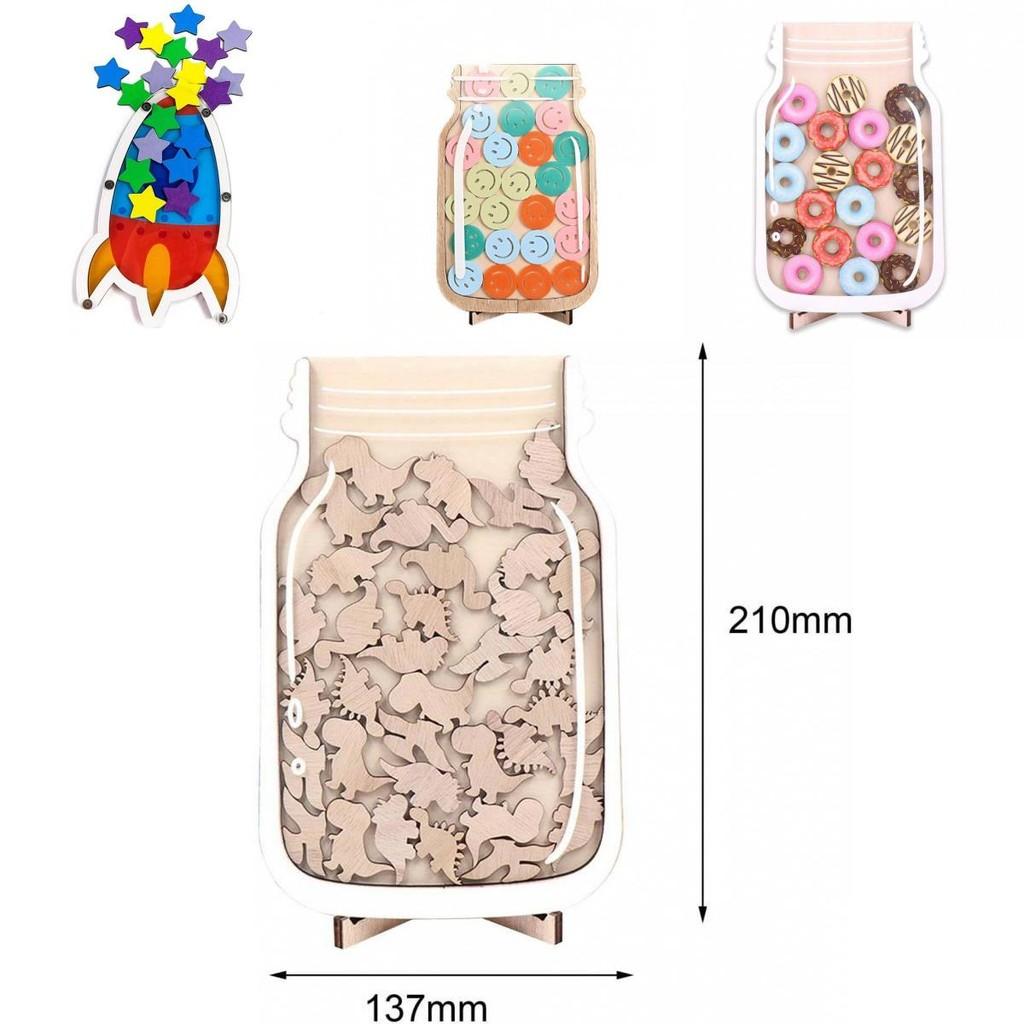 Colorful Wooden Star Reward Jar For Kids With 25 Adorable Star Tokens For Learning Discipline And Motivation In Home And Office Settings