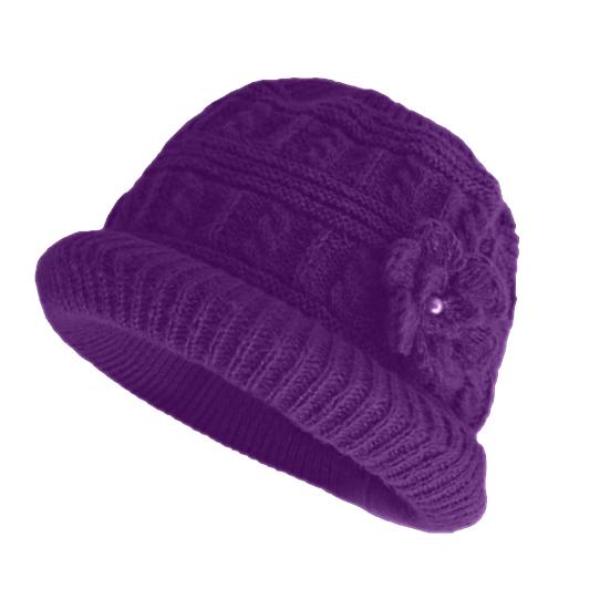 Women Thicken Knitted Hat Flower Crochet Bucket Hat for Elderly Women Winter Warm Fisherman Hat for Outdoor Activities