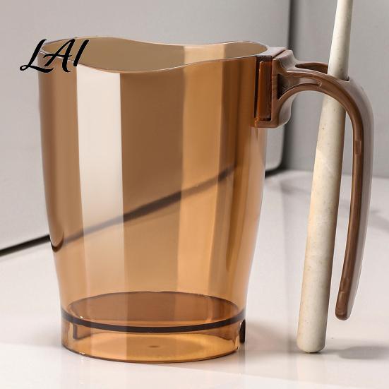 Inverted Draining Mouthwash Cup Clear Toothbrush with Handle Plastic Holder Easy Clean Wide Mouth Tumbler Storage Slot Modern Bathroom Accessory for