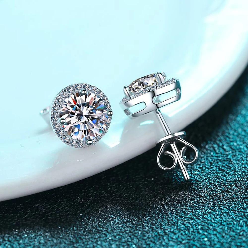 Exquisite Silver S925 Round D Color 1-3 Carat Moissanite Earrings for Fashion Women Weddings Stud Earrings Jewelry