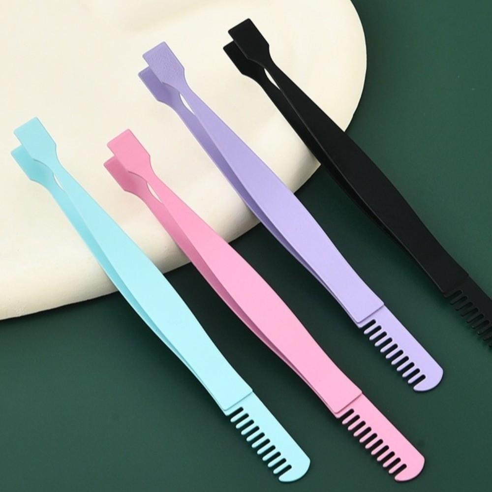 5pcs Thick Stainless Steel Eyelash Clip with Comb Lash Tweezers Eyelash Extension Tweezers  Women
