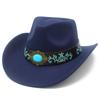 European and American Tribal Style Solid Color Cowboy Hat, Male and Female Couples Wide Brim Stage Performance Hat, Grassland Travel Essential Jazz