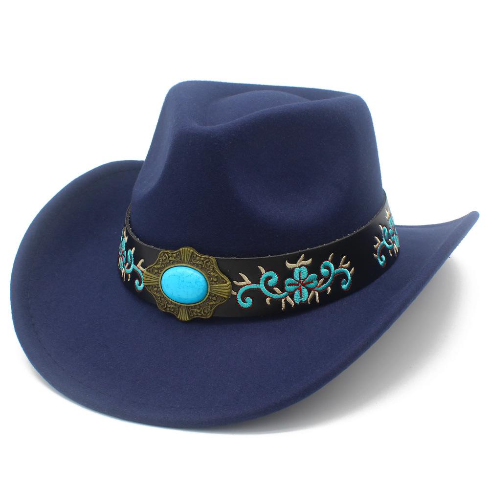 European and American Tribal Style Solid Color Cowboy Hat, Male and Female Couples Wide Brim Stage Performance Hat, Grassland Travel Essential Jazz