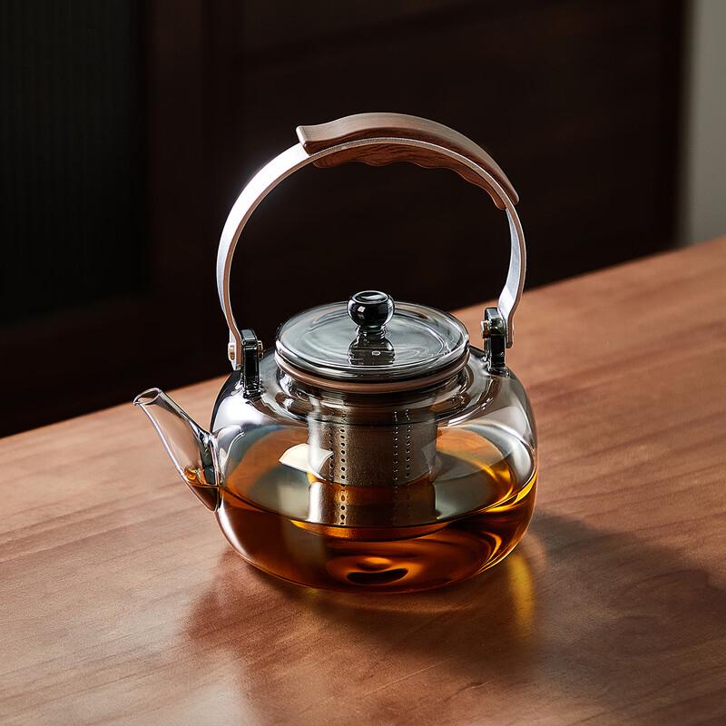 High-Temperature Glass Teapot with Lift Handle & Metal Infuser