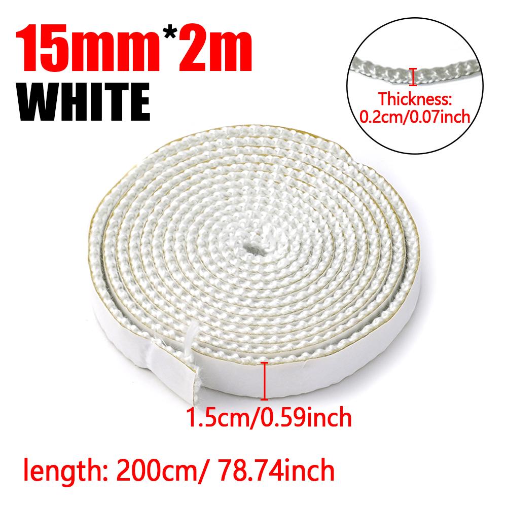 10/15mm Fireplace white Sealing Rope Wood Burning Stove Door Self-Adhesive Fiberglass Sealing Cord Replacement Black Gasket Tape