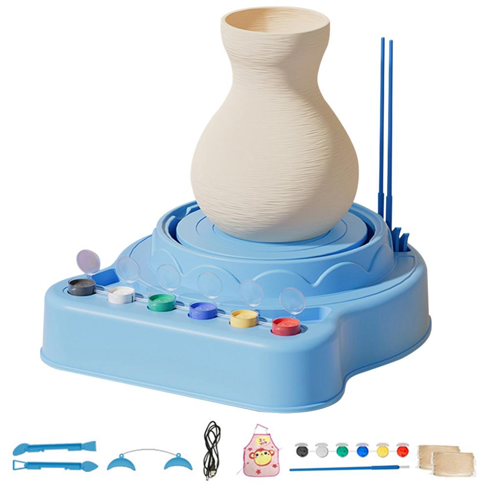 Kids Pottery Wheel Kit Electric Clay Wheel Educational Clay Sculpting Kit with Clay and Sculpting Tools for Kids Birthday Gifts