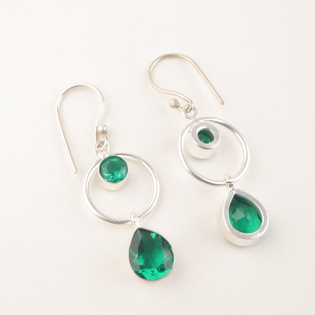 Chrome Diopside Gemstone 925 Sterling Silver Jewelry Handmade Drop Earrings 2.0" EE-140-3